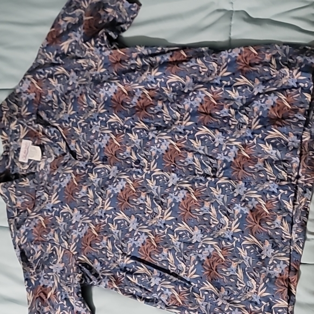 Vintage 60s‎ 70s Seawind Hawaii USA Blue Floral/Bird Printed Shirt Men's XL